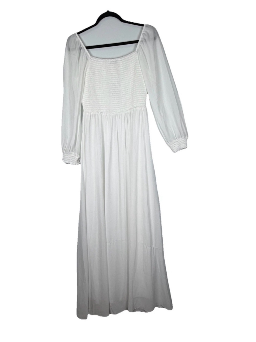 BalticBorn Giselle Long Sleeve Square Neck White Maxi Dress Sz L - Picture 2 of 10